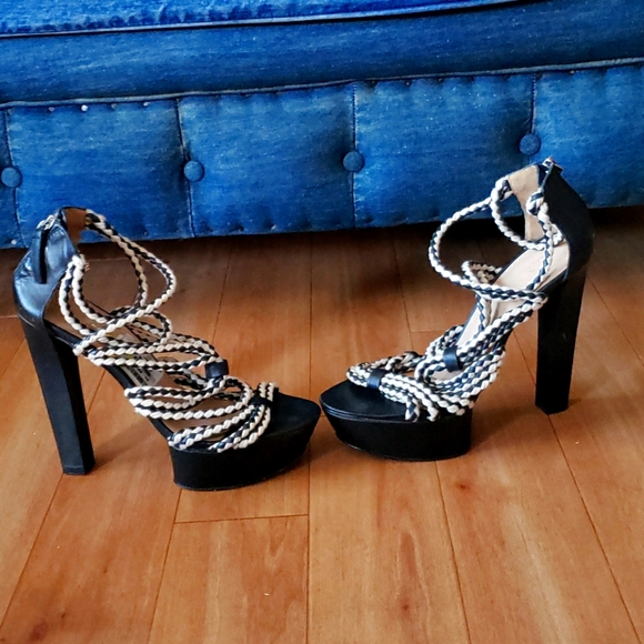 LAMB Tribal Rope Strappy Platform High Heels - Picture 3 of 5